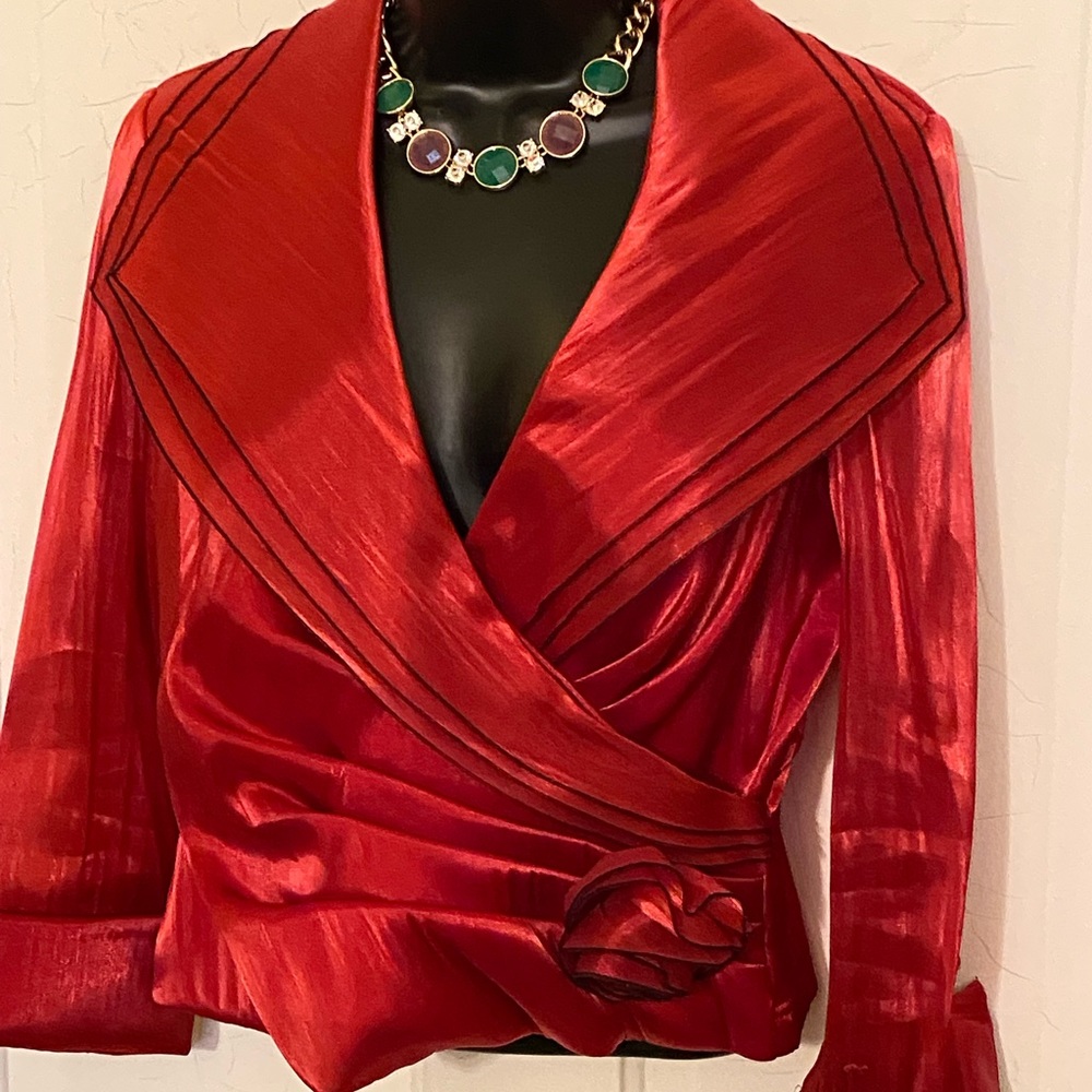 Jackie Jon red evening blouse S